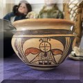P18. Hopi yelloware pot with moth design. Unsigned. 